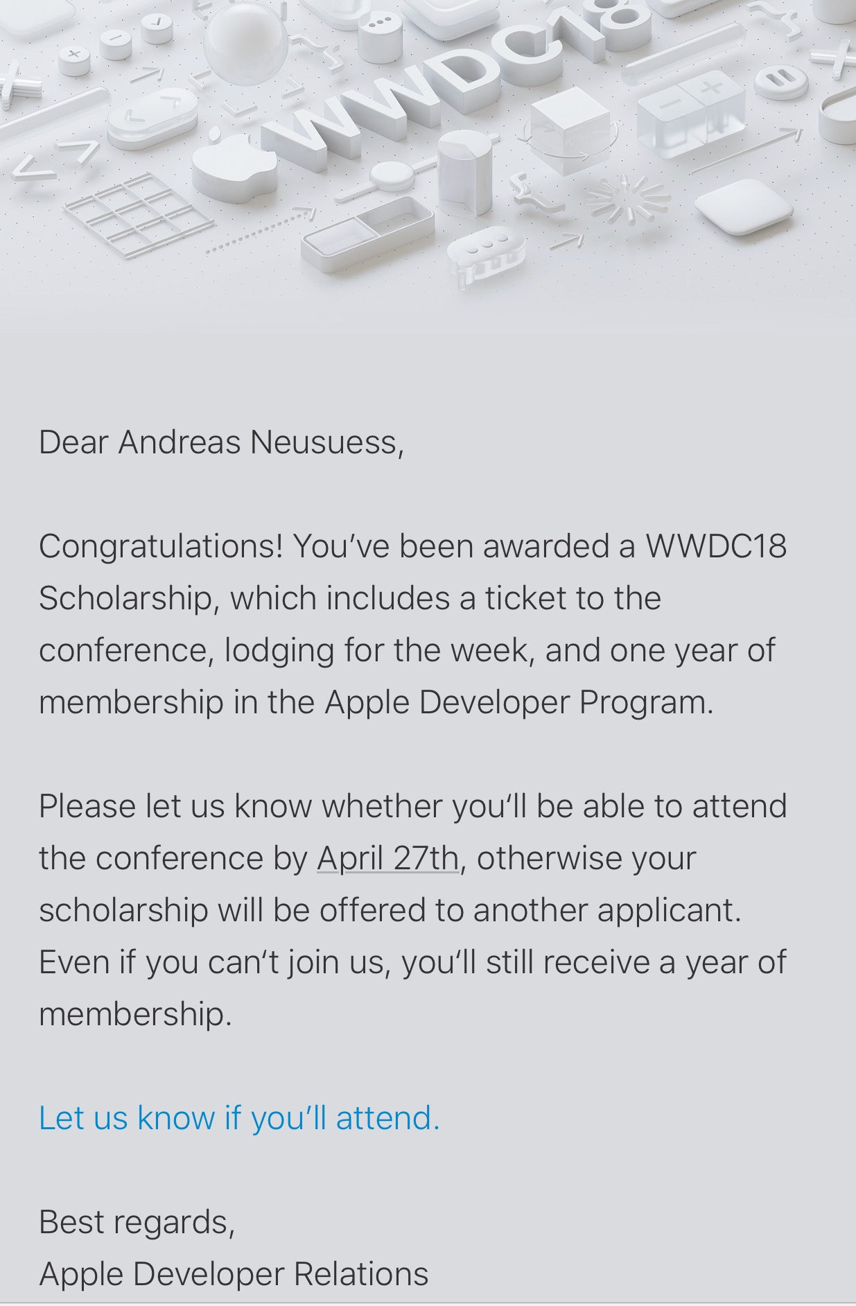 Image of the email form apple